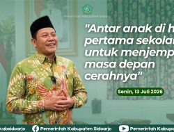 Hari Pertama Sekolah Sidoarjo,Bupati Subandi Puji Peran Guru dan Orang Tua