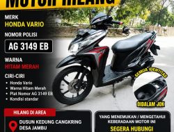 Motor Honda Vario AG 3149 EB Diduga Hilang di Kediri